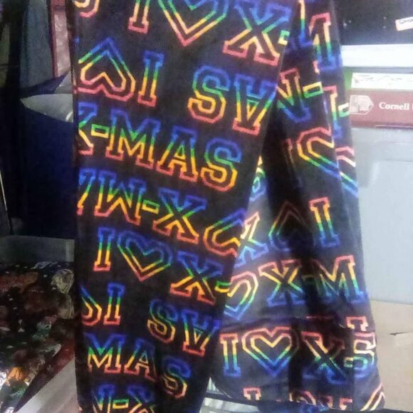 Ladies size Large I LOVE XMAS Fleece Leggings New - Picture 5 of 7